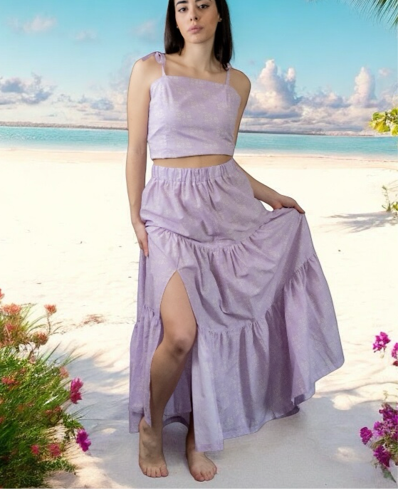 Completo gonna Franci e top Capri in Cotone Lyberty