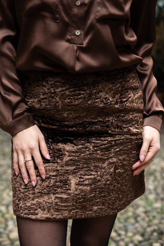 Minigonna Monica faux fur color marron glacé