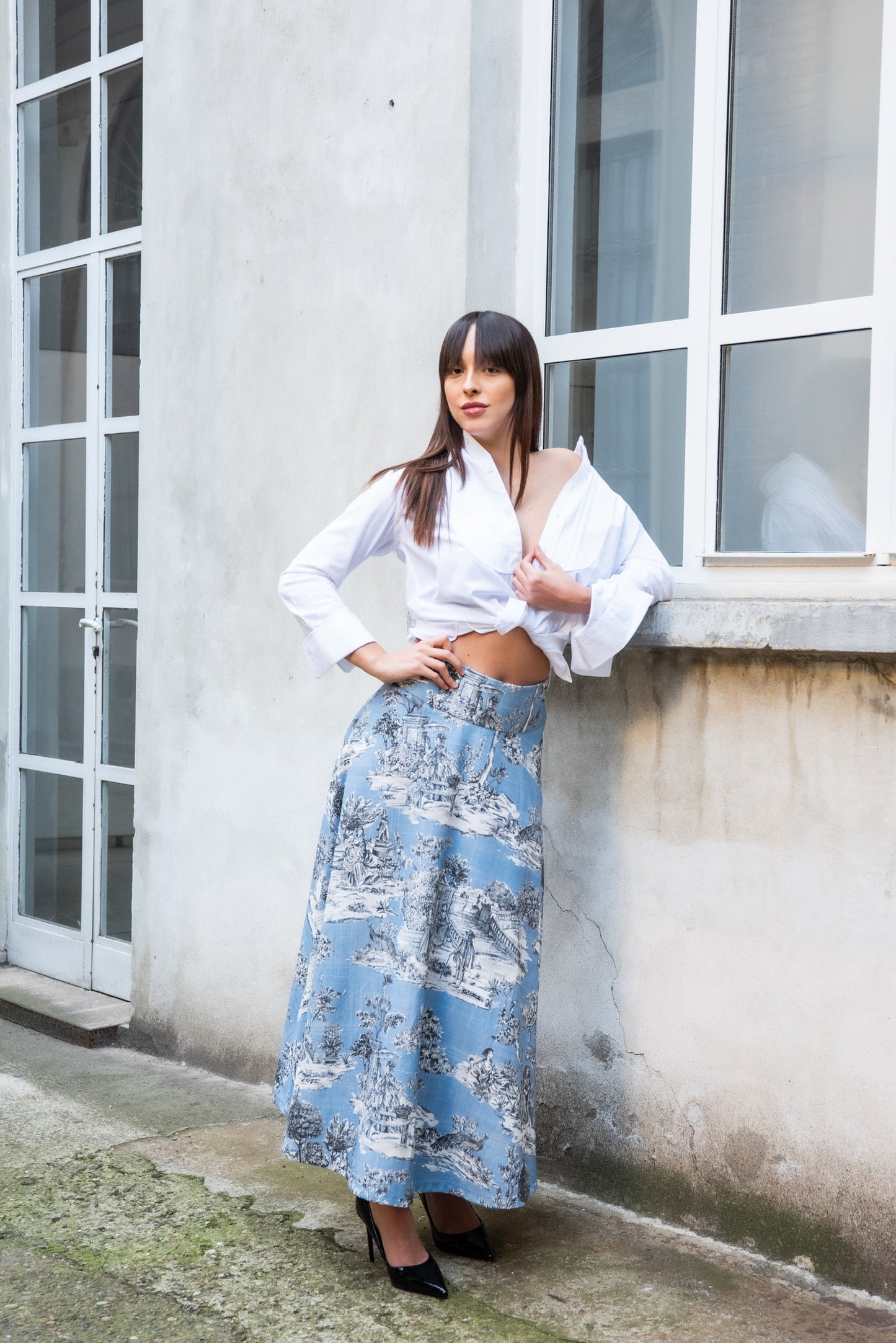 Gonna Valentina Toile de Jouy Azzurra