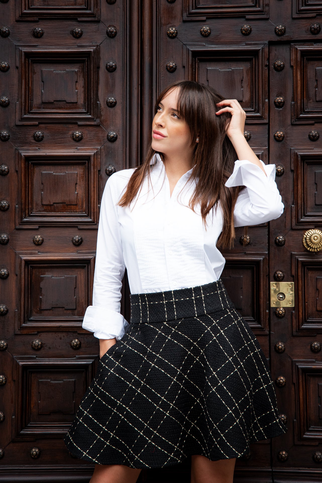 Gonna Valentina Corta Tweed Nero e Oro