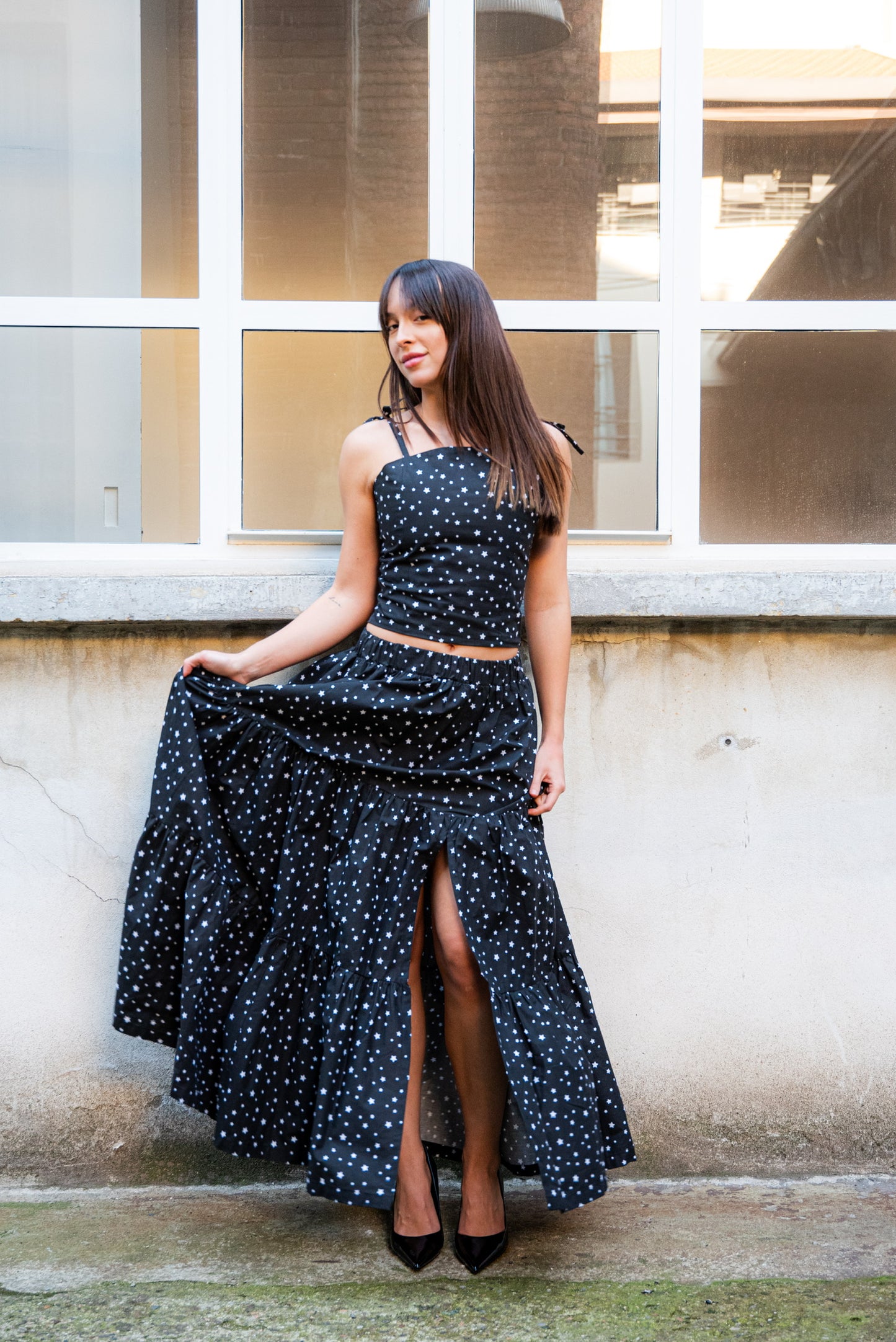 Completo gonna Franci e top Capri in Cotone stelle