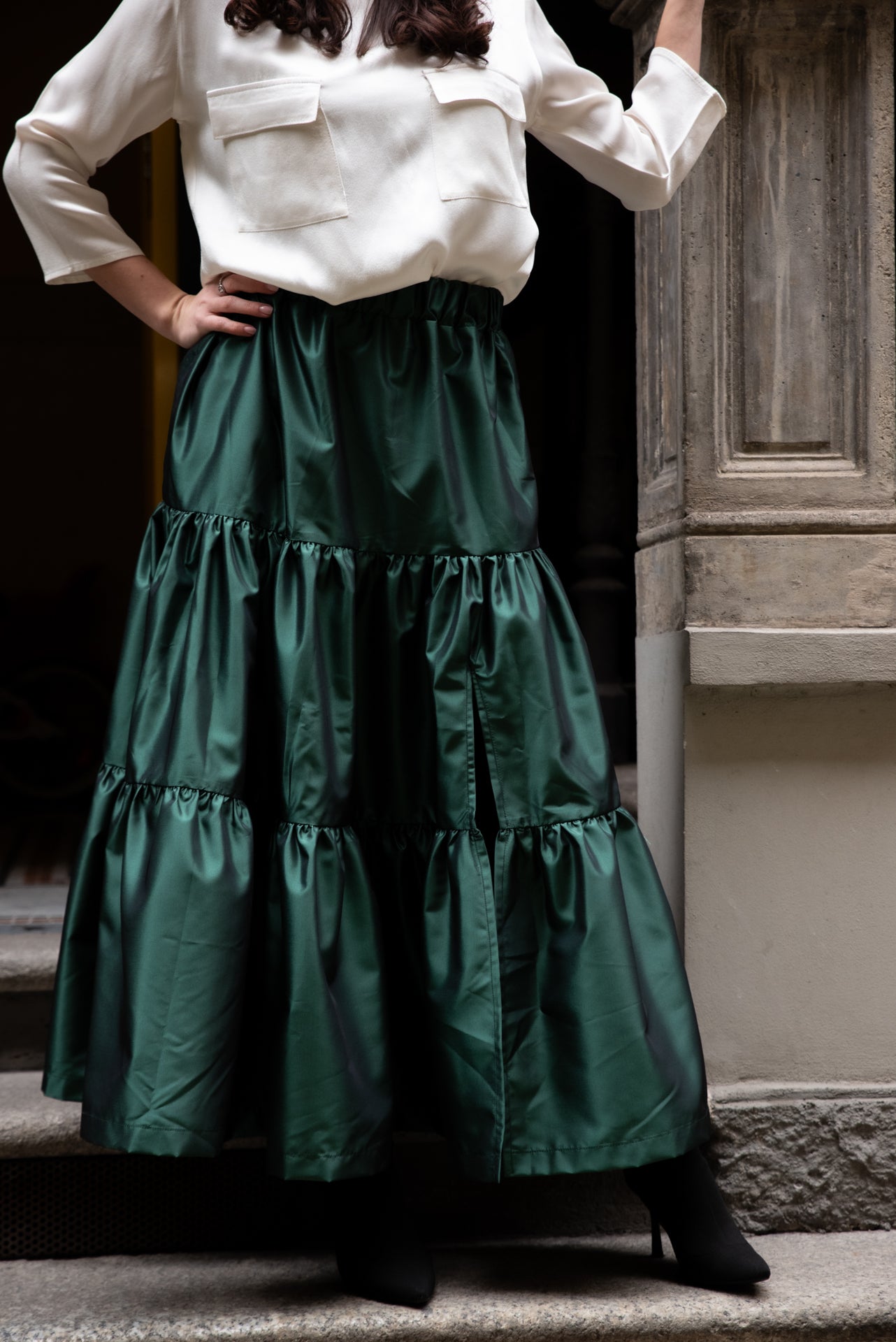 Gonna Franci Taffeta’ Verde Bosco