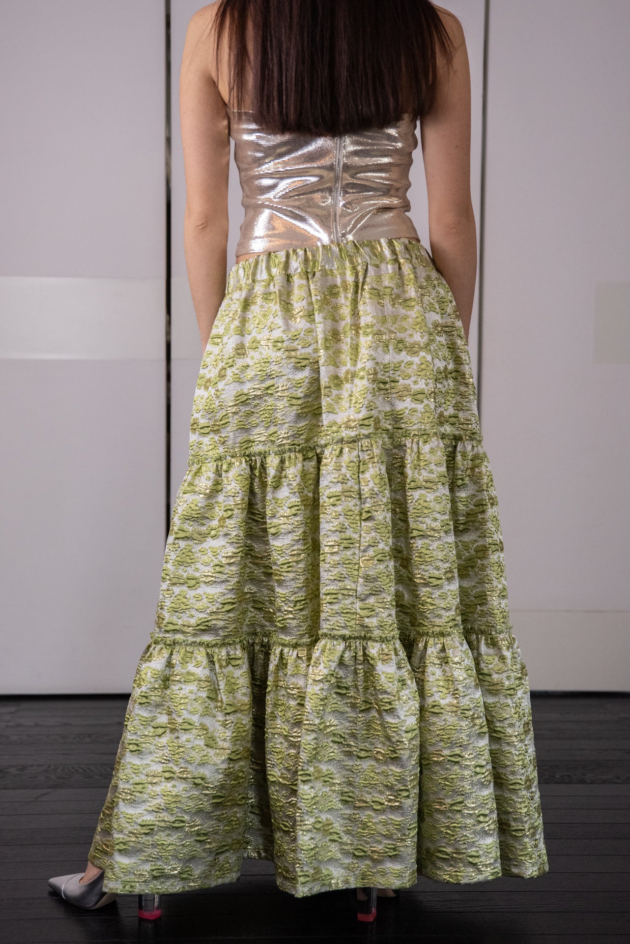 Gonna Franci Broccato verde