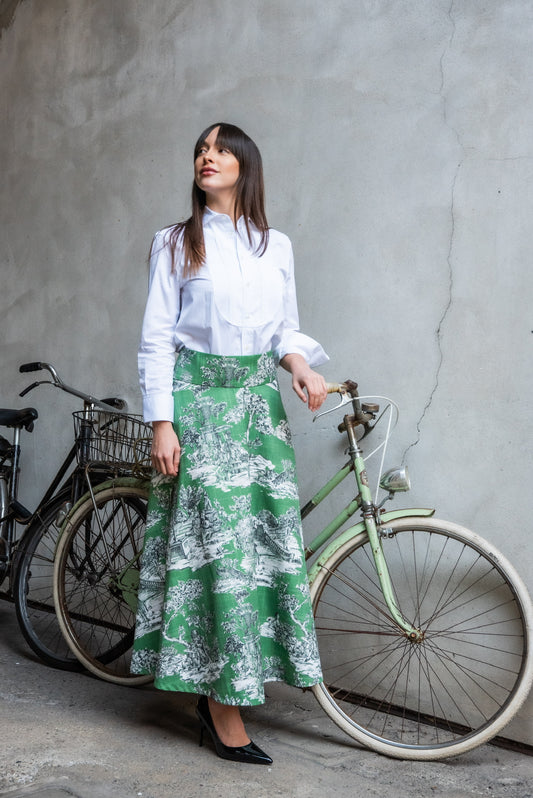 Gonna Valentina Toile de Jouy Verde