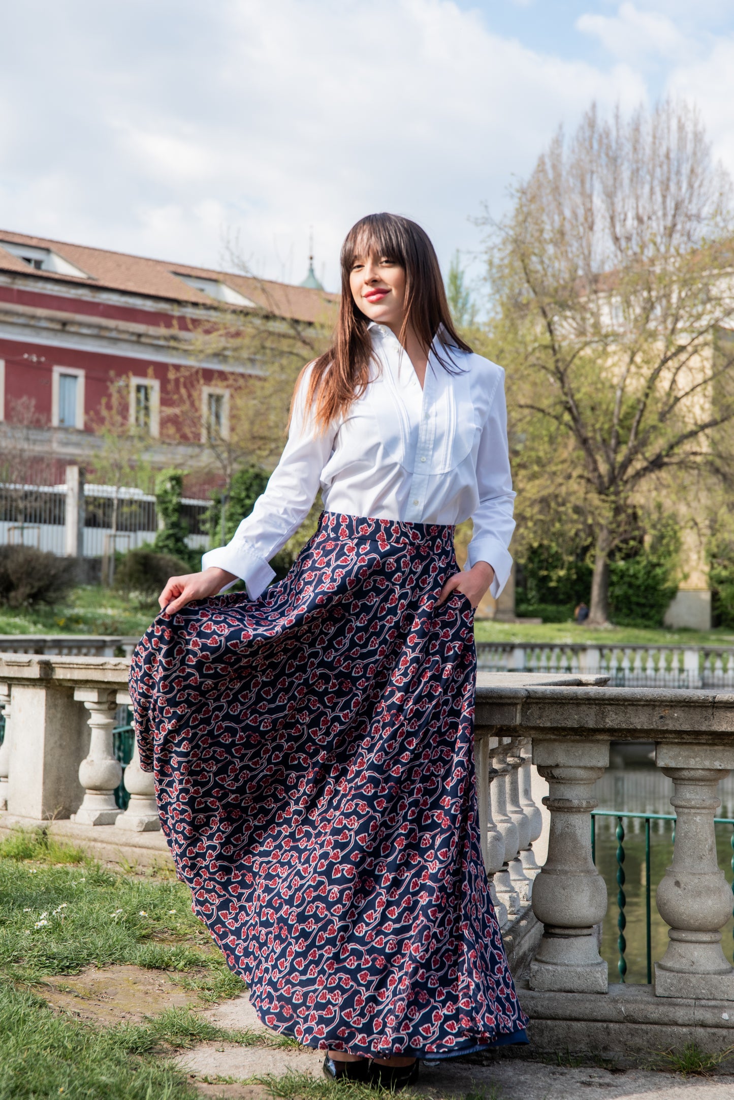Gonna Malu’ in Chiffon blu e bordeaux