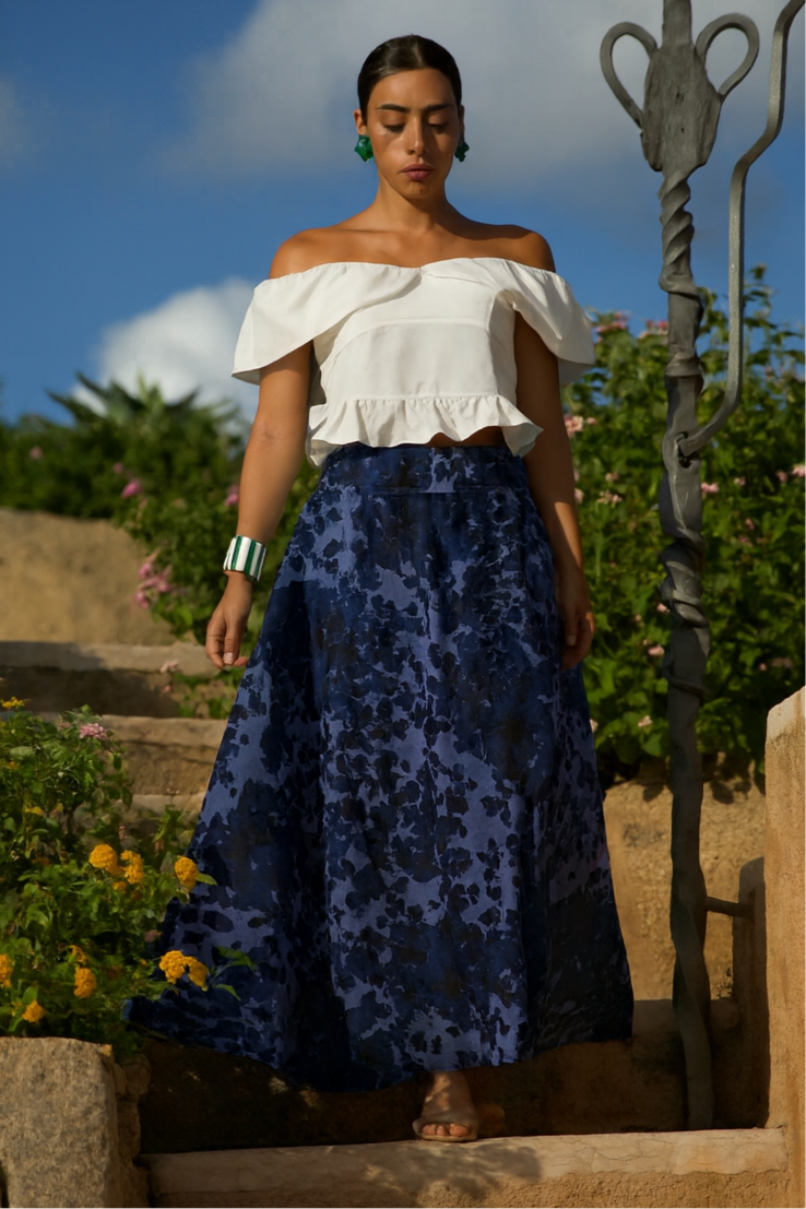 Gonna Valentina Foglie Blu