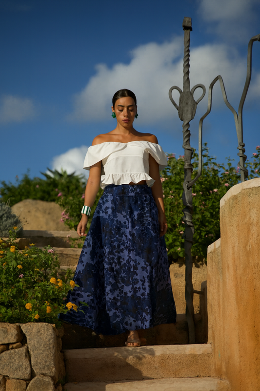 Gonna Valentina Foglie Blu
