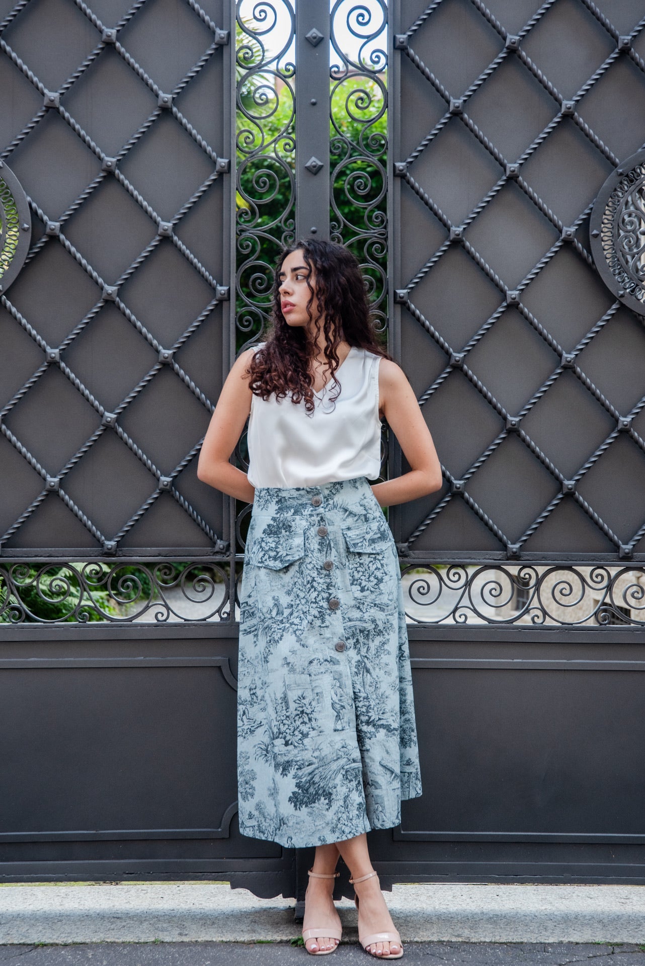 Gonna Toile de Jouy Azzurro Cielo