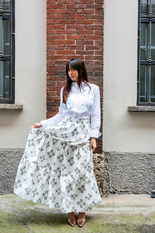 Gonna Franci Catene Cotone Bianco