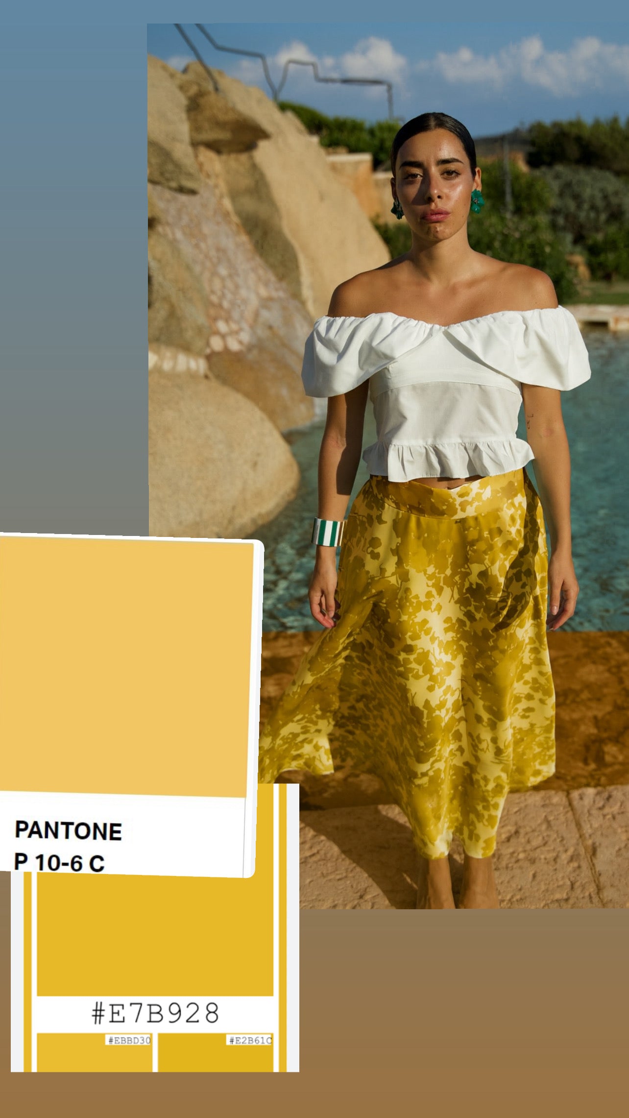 Gonna Valentina Foglie Giallo