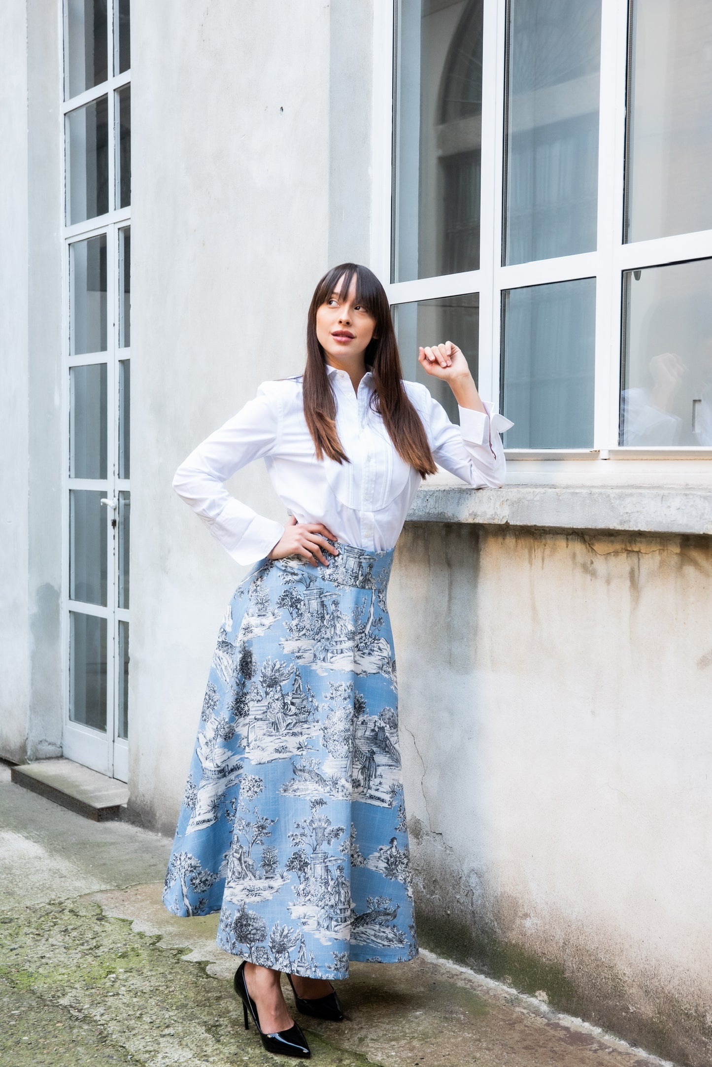 Gonna Valentina Toile de Jouy Azzurra