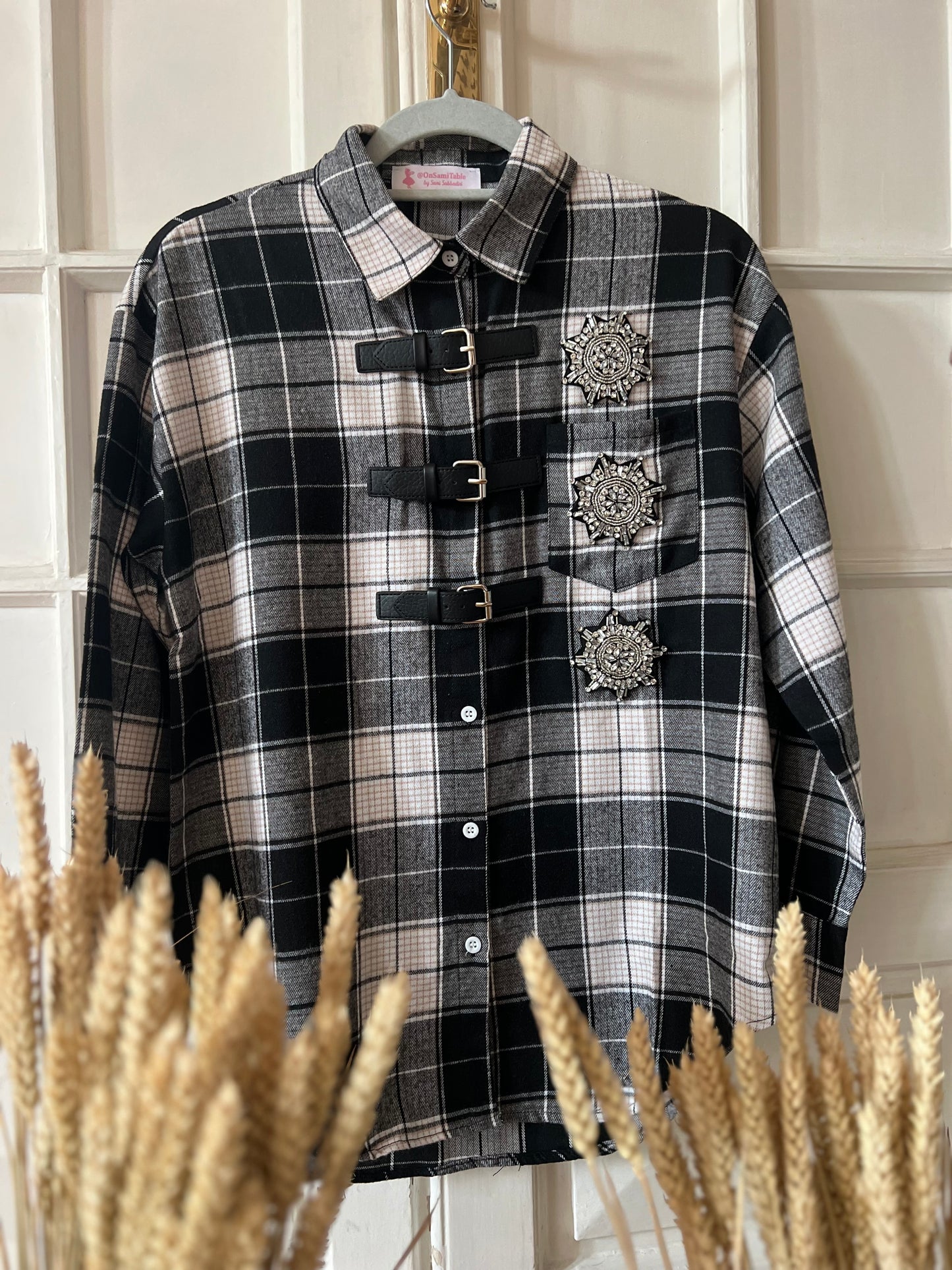 Camicia Bianca Quadri Neri Lacci e fiocchi di neve