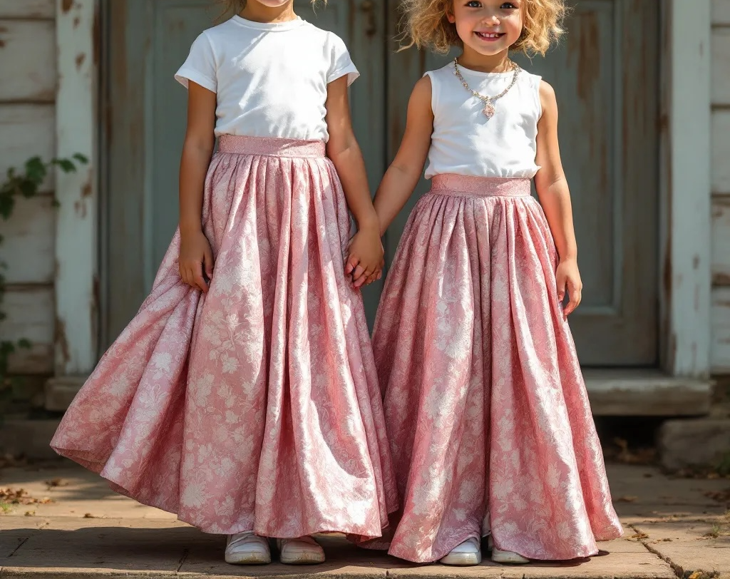 Gonna in tessuto broccato MINI ME Rosa