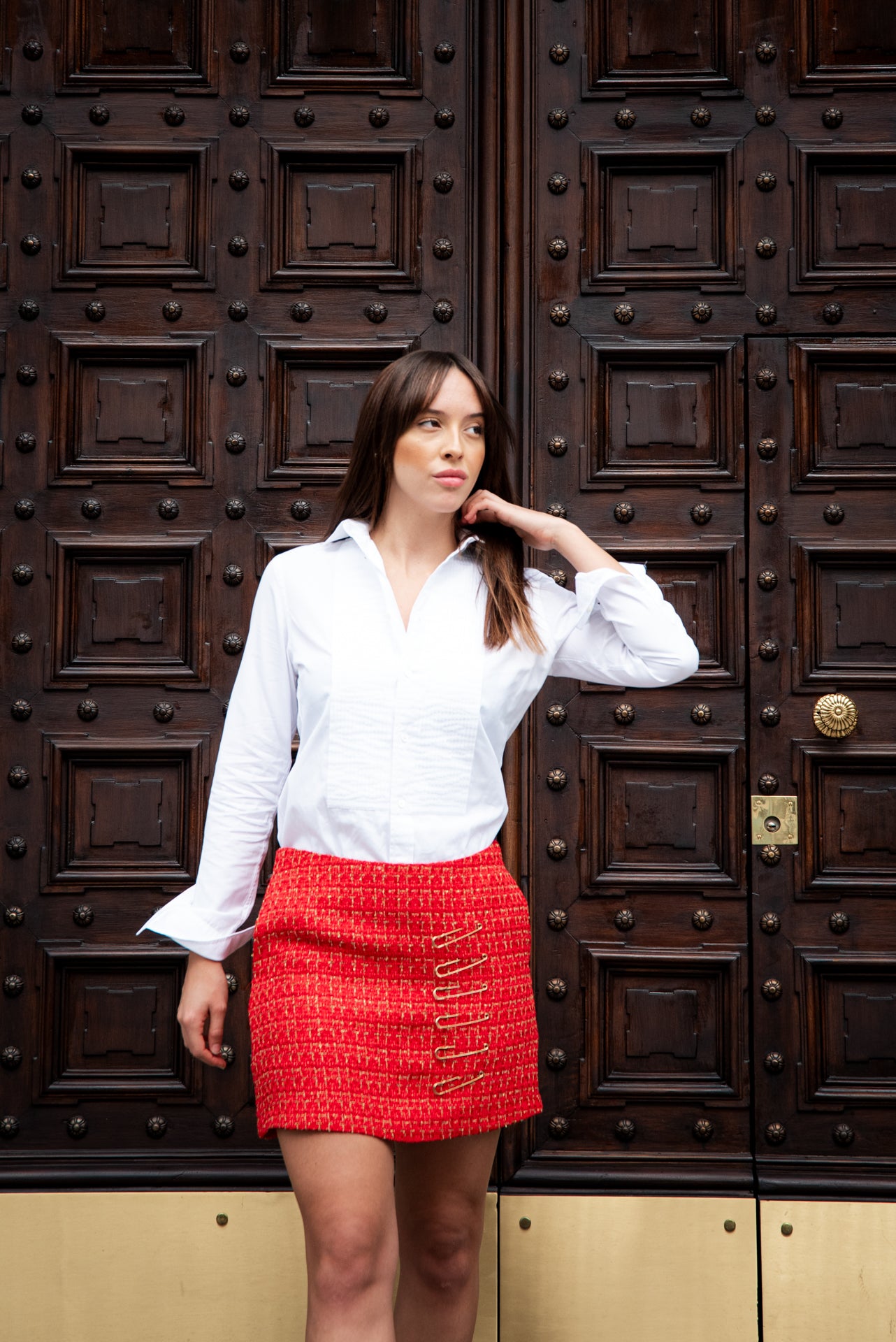 Minigonna Monica in tweed rosso