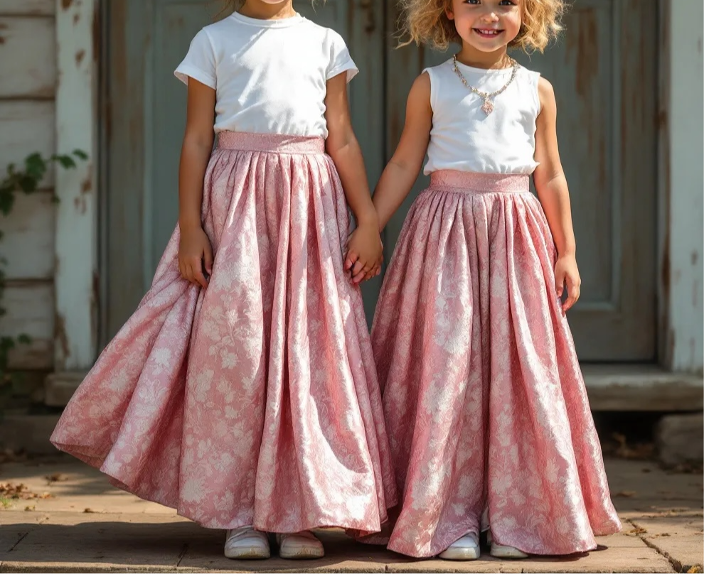 Gonna in tessuto broccato MINI ME Rosa