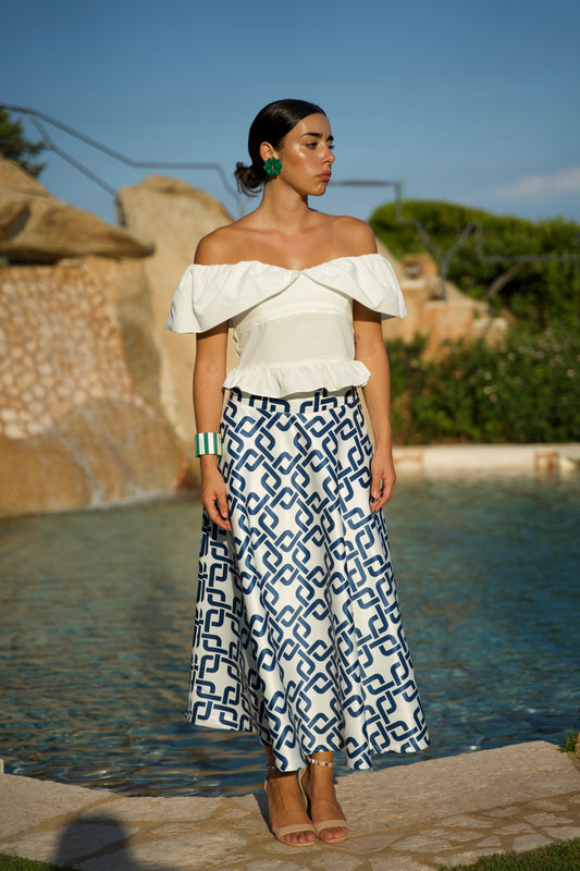 Gonna Valentina Greche Blu