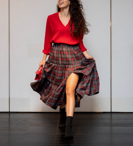 Gonna Franci Tartan Grigia