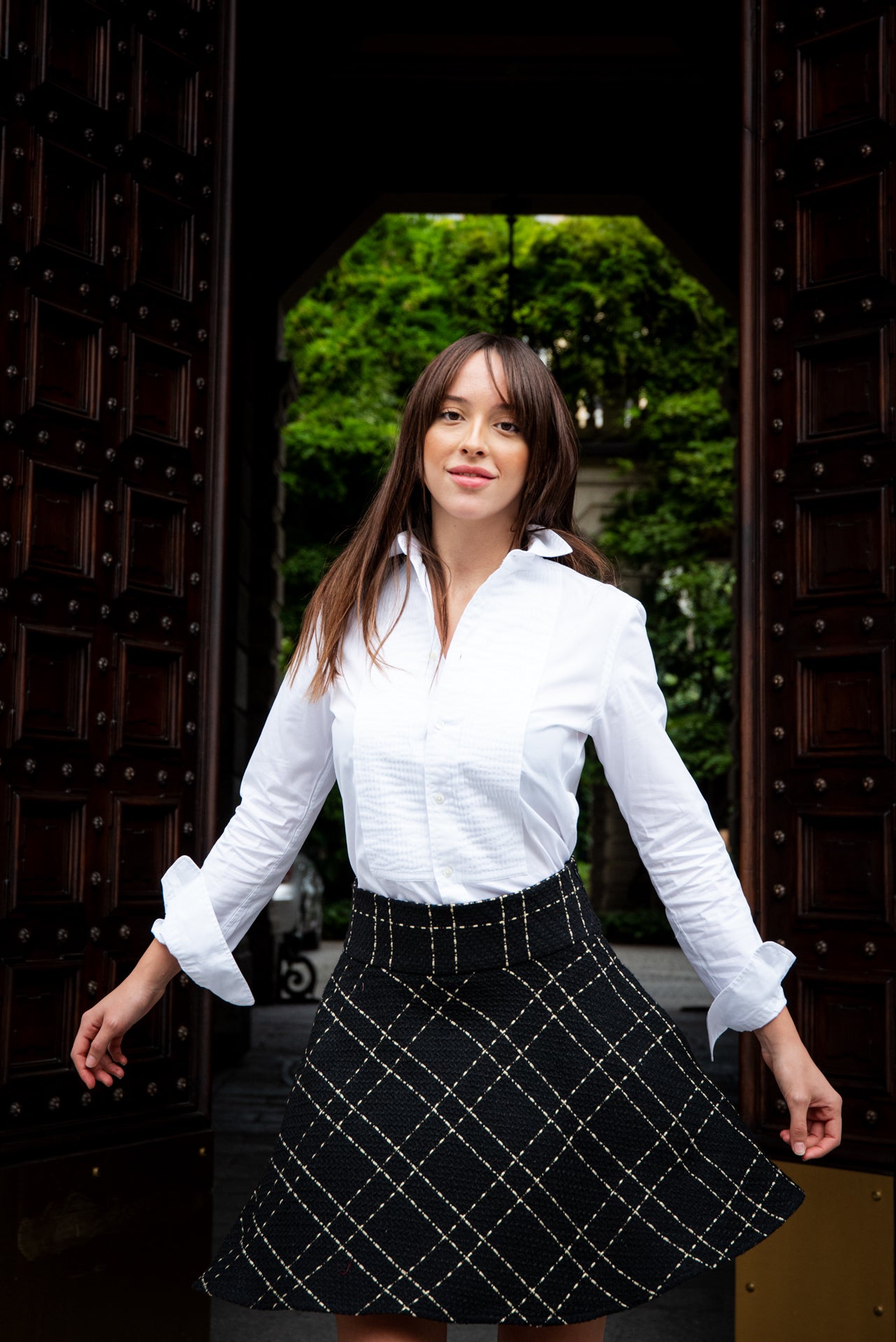 Gonna Valentina Corta Tweed Nero e Oro