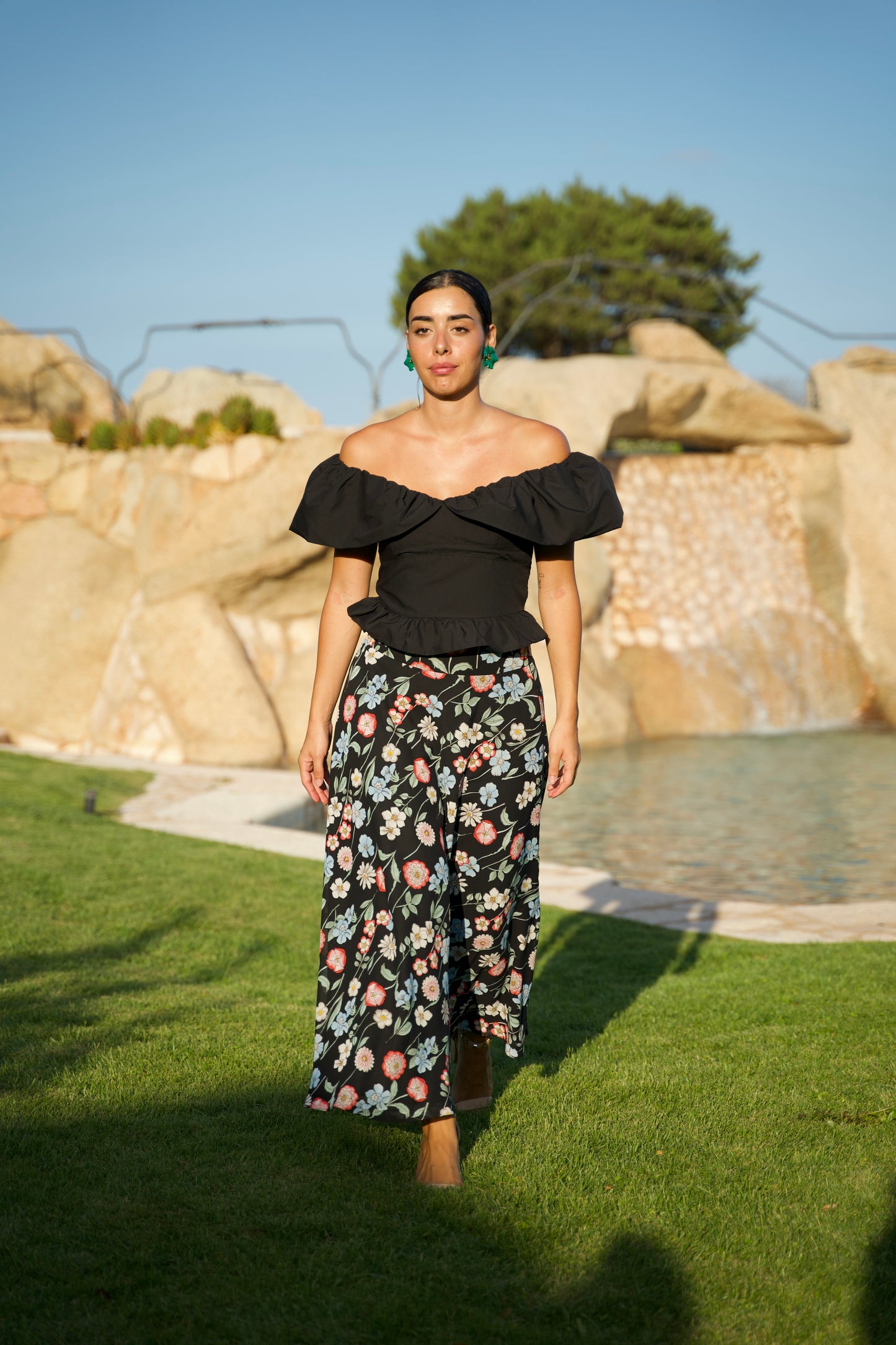 Gonna Valentina in chiffon a fiori