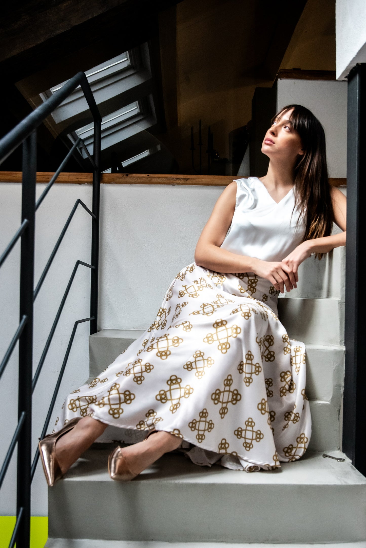 Gonna Valentina Tessuto Douchesse Catene Crema