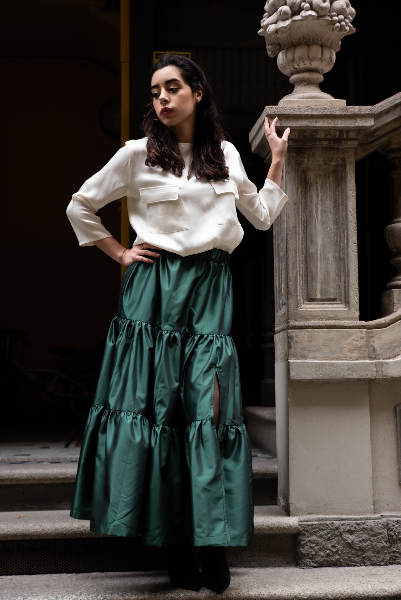 Gonna Franci Taffeta’ Verde Bosco