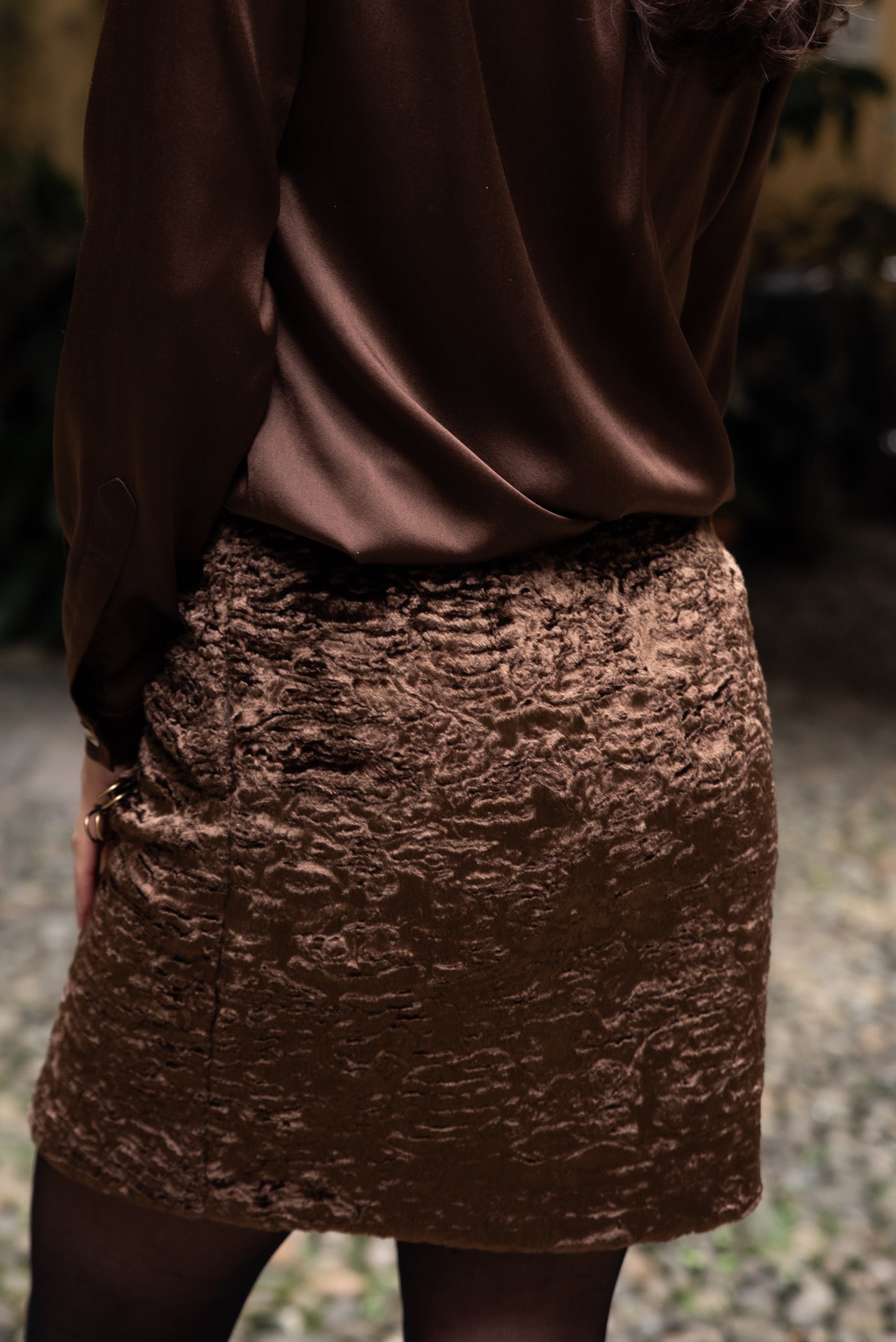 Minigonna Monica faux fur color marron glacé