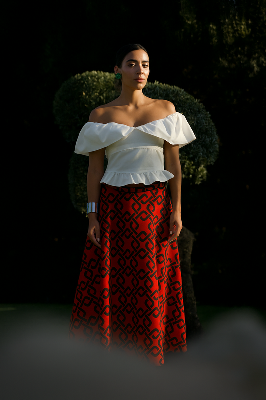 Gonna Valentina Greche Rosso e nero