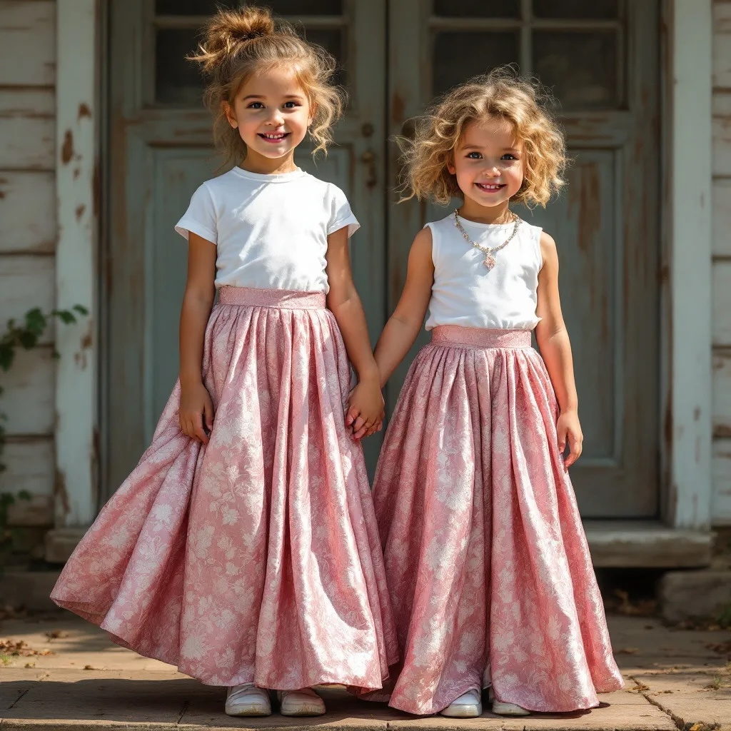 Gonna in tessuto broccato MINI ME Rosa