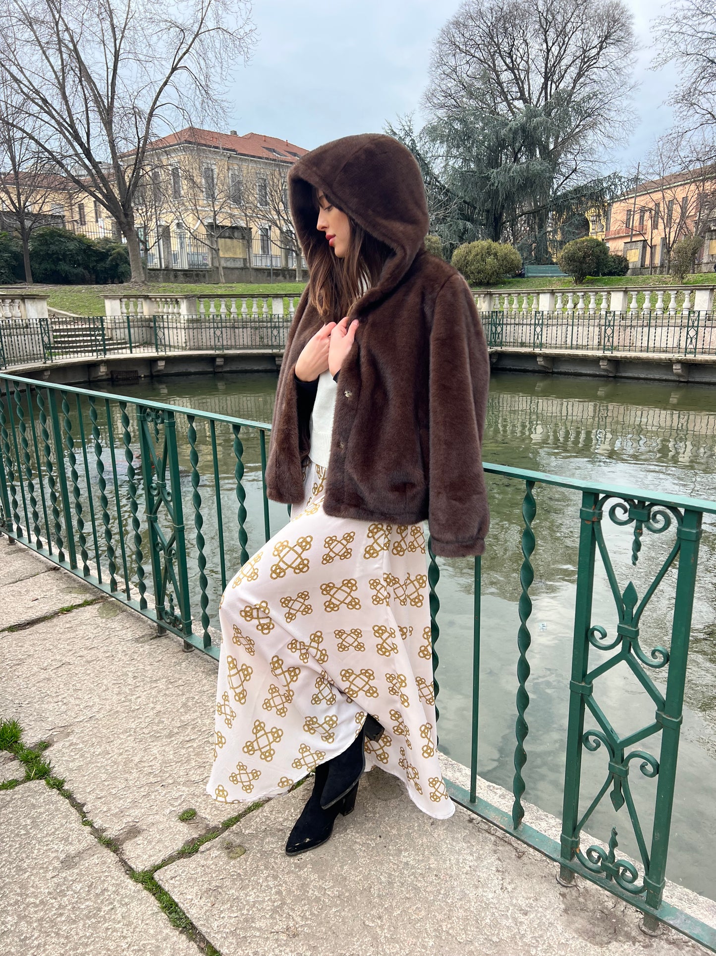 Gonna Valentina Tessuto Douchesse Catene Crema