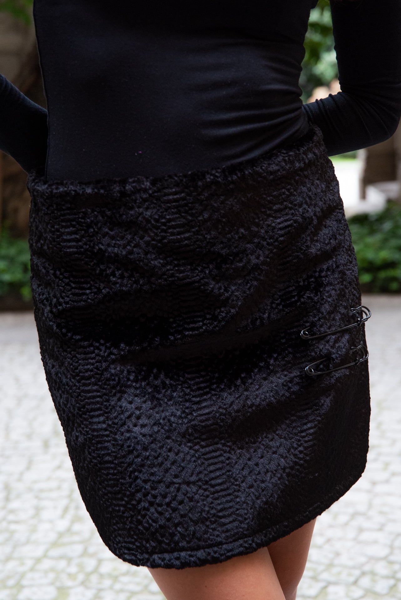 Minigonna Monica faux fur nera