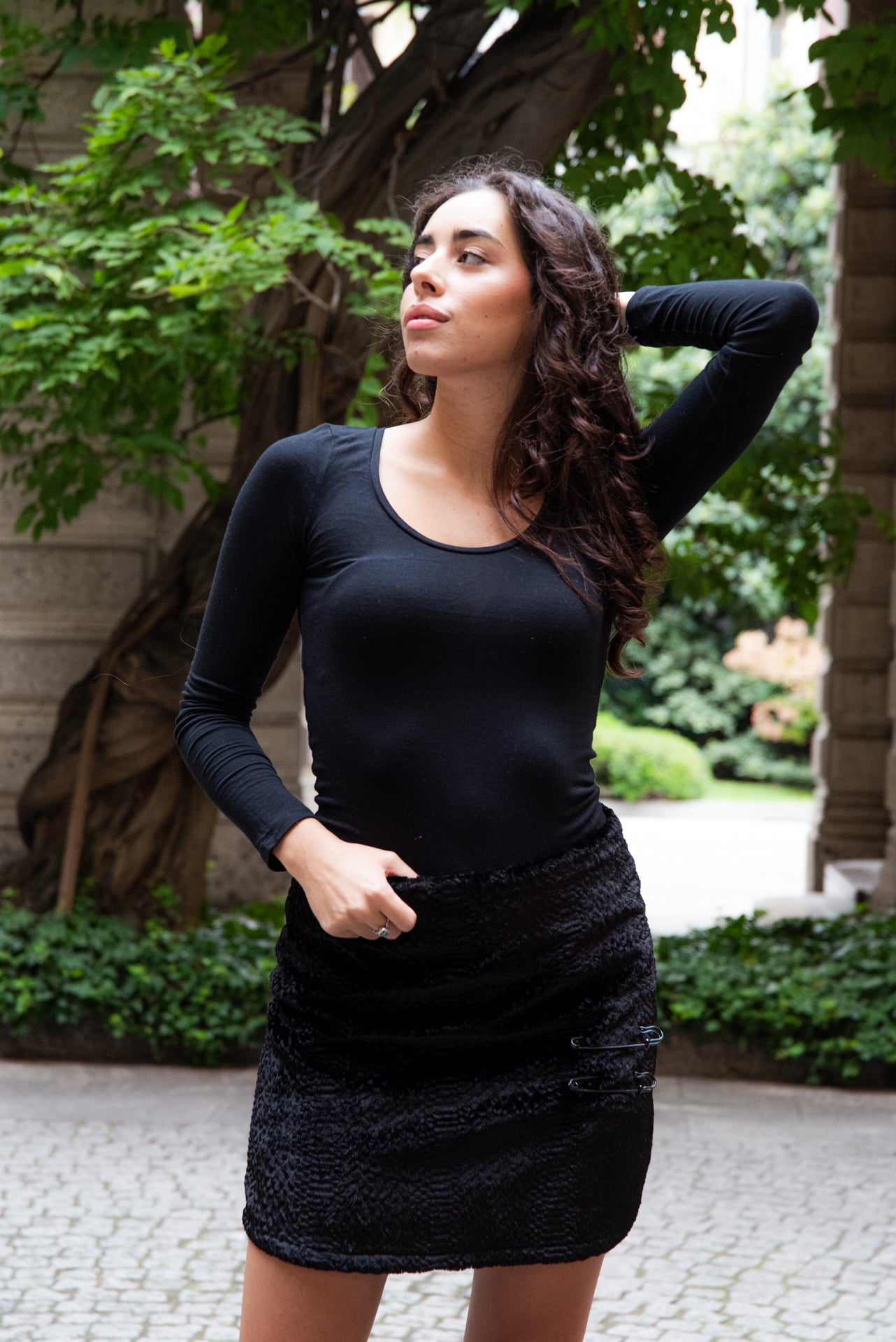 Minigonna Monica faux fur nera