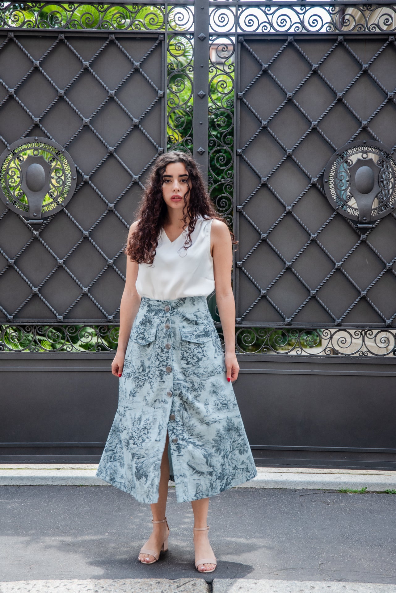 Gonna Toile de Jouy Azzurro Cielo