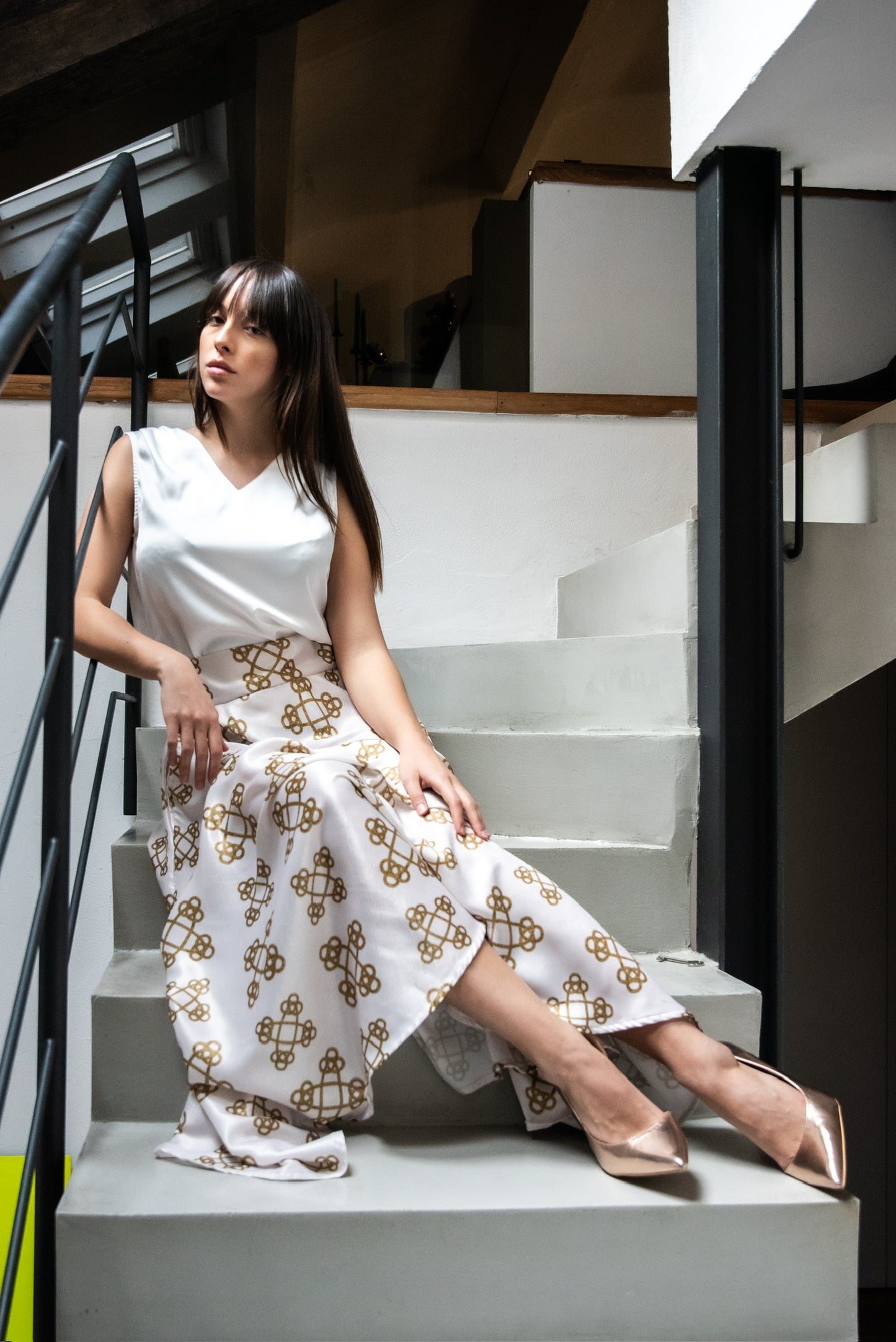 Gonna Valentina Tessuto Douchesse Catene Crema