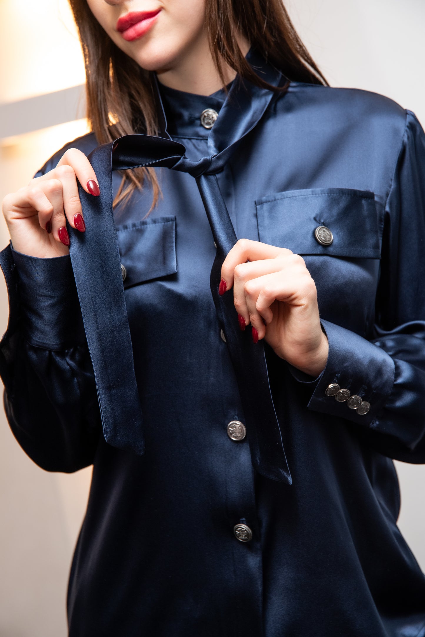 Top bottoni oro Modello TOKYO Blu