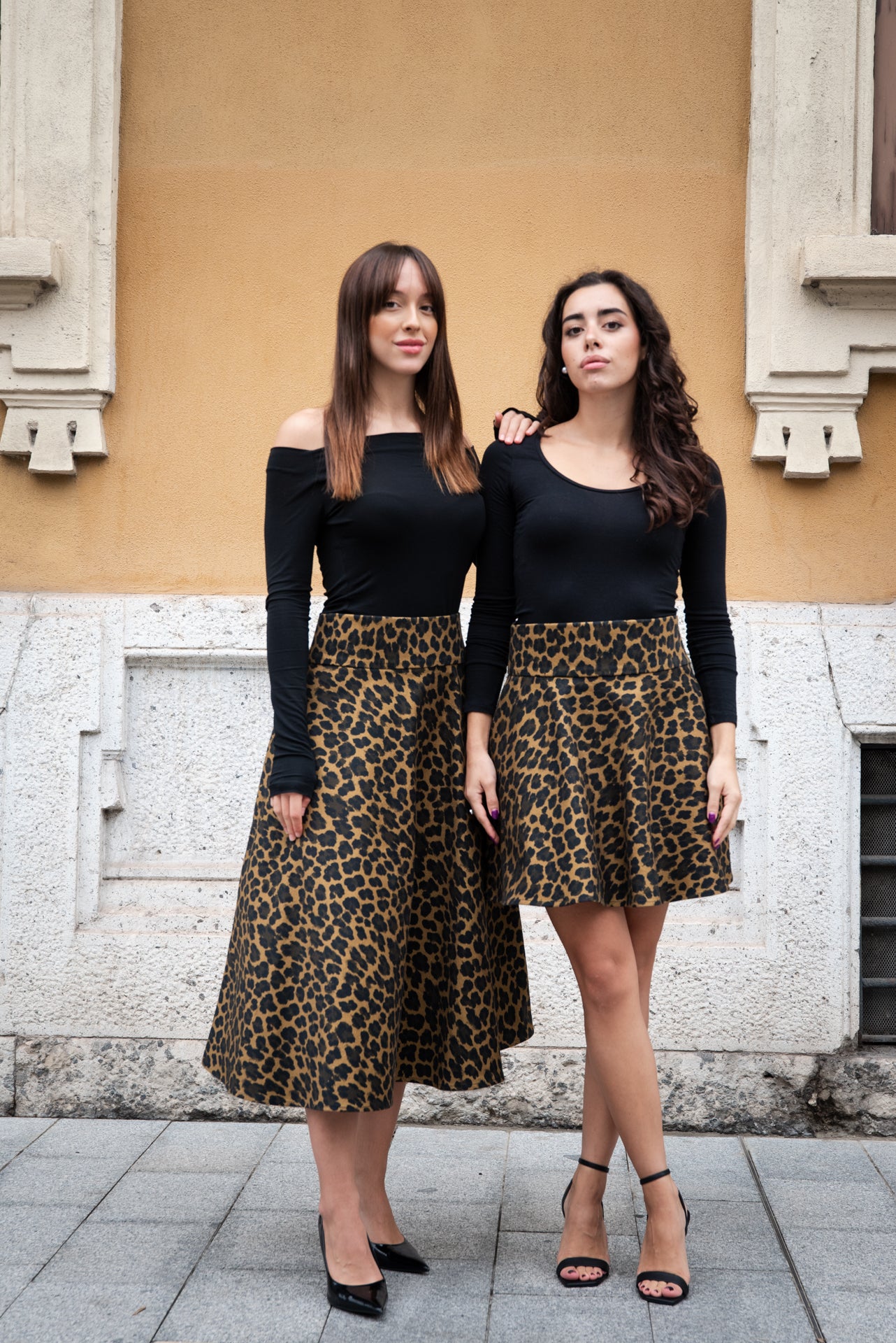 Gonna Valentina lunga in jeans Leopardo