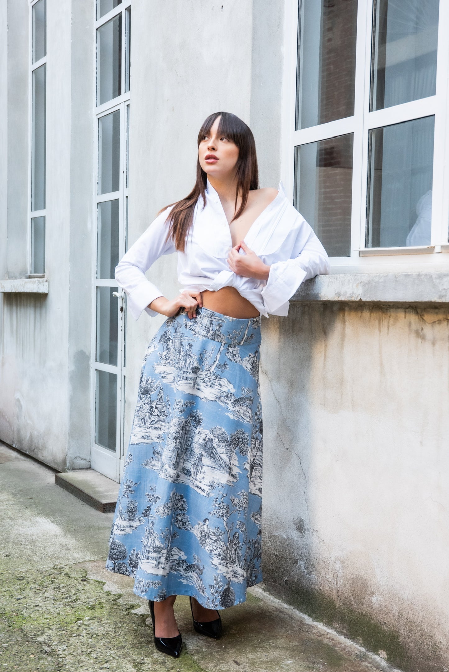 Gonna Valentina Toile de Jouy Azzurra