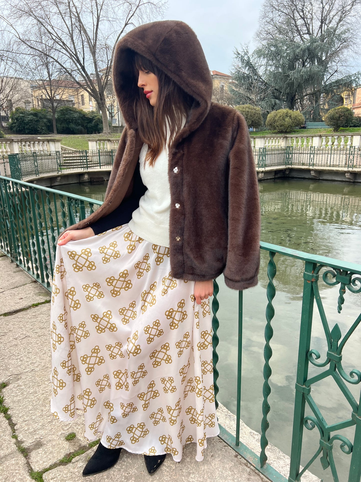Gonna Valentina Tessuto Douchesse Catene Crema