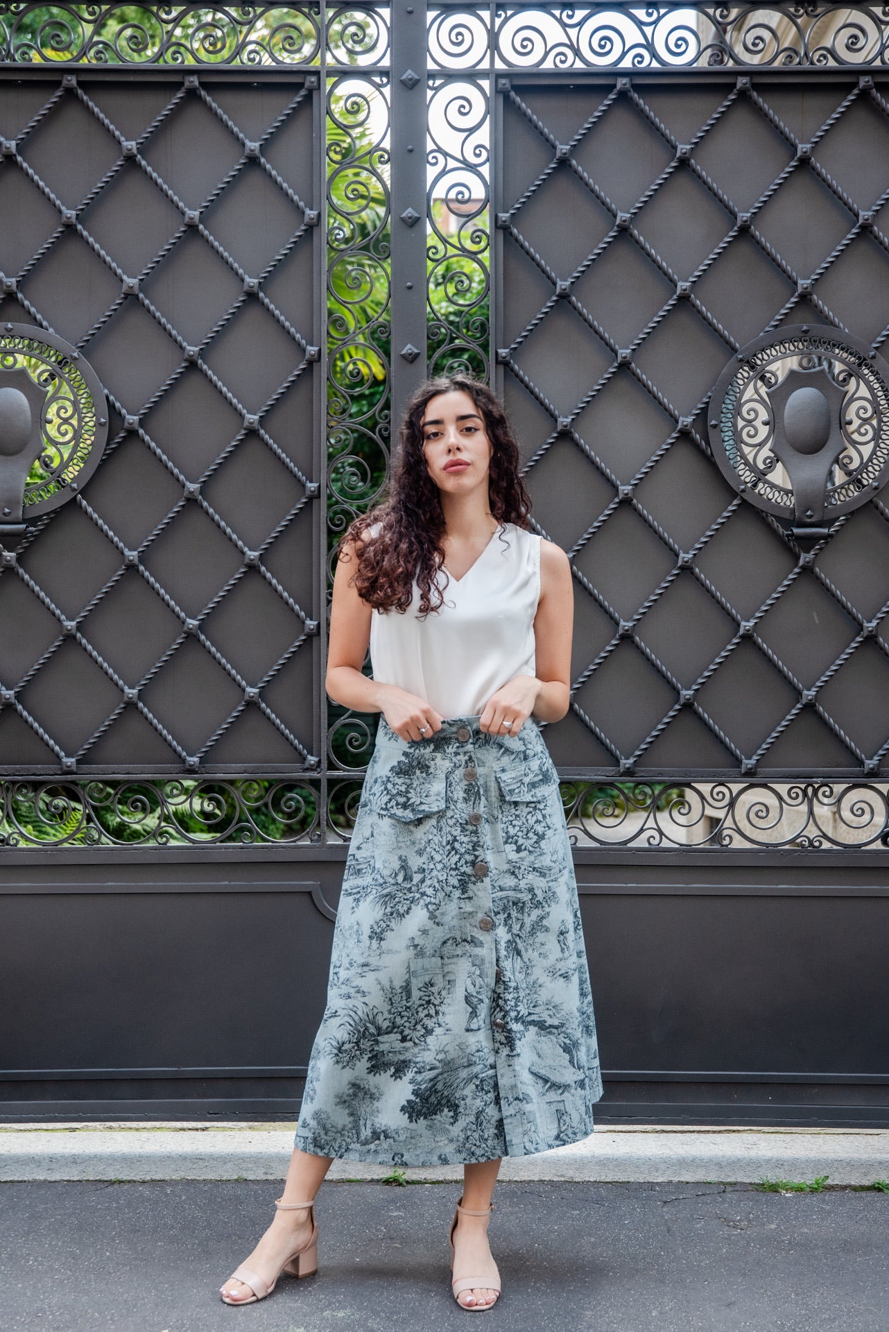 Gonna Toile de Jouy Azzurro Cielo