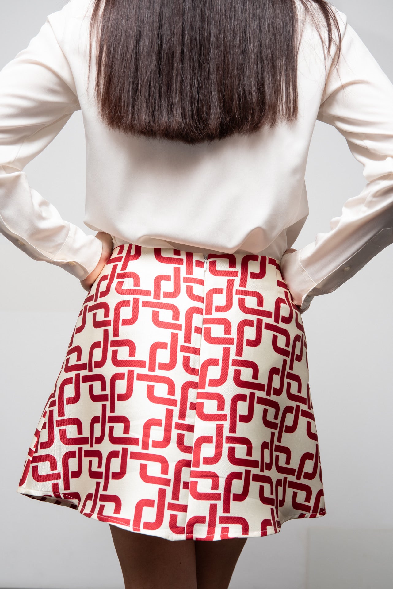 Minigonna Monica Mikado geometrico rosso