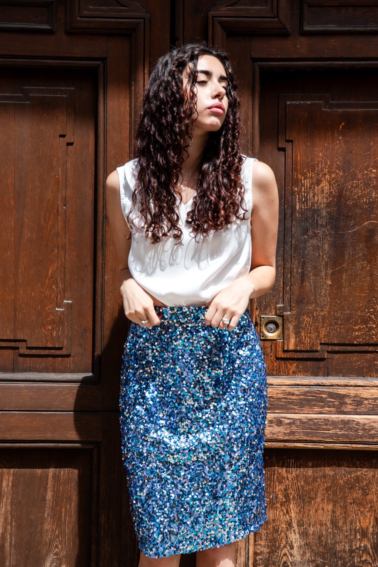 Gonna Giorgina Paillettes Cielo