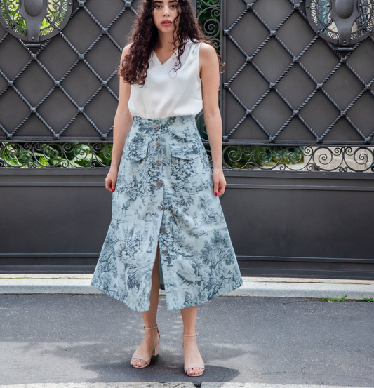Gonna Toile de Jouy Azzurro Cielo
