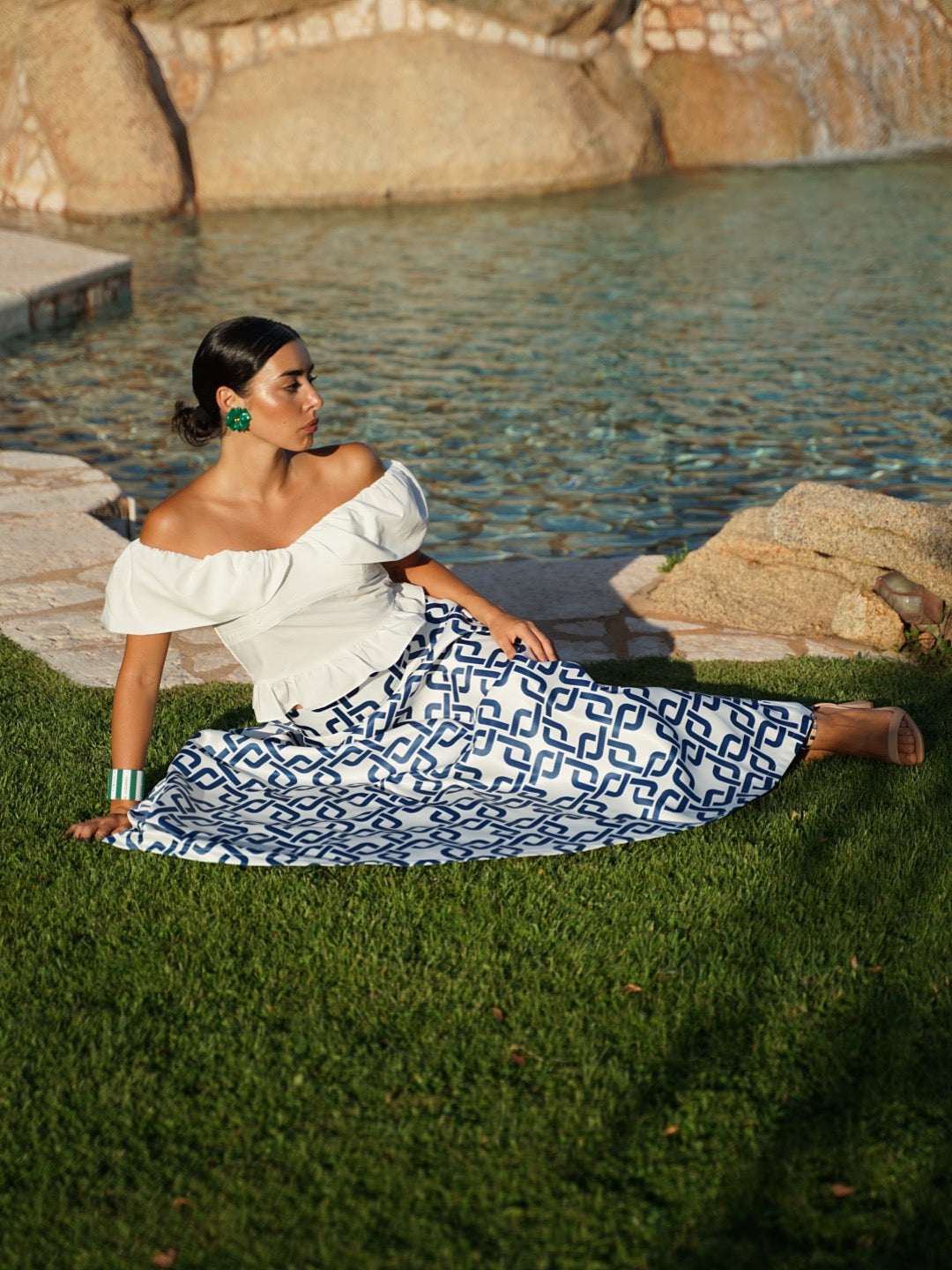 Gonna Valentina Greche Blu